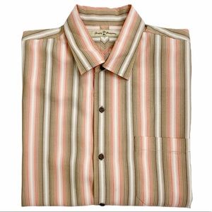 **SOLD**Tommy Bahama 100% Silk Striped Camp Shirt